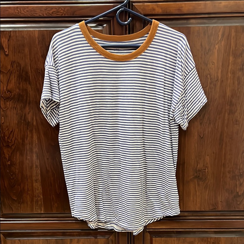 Striped Women's Top with Mustard Accents